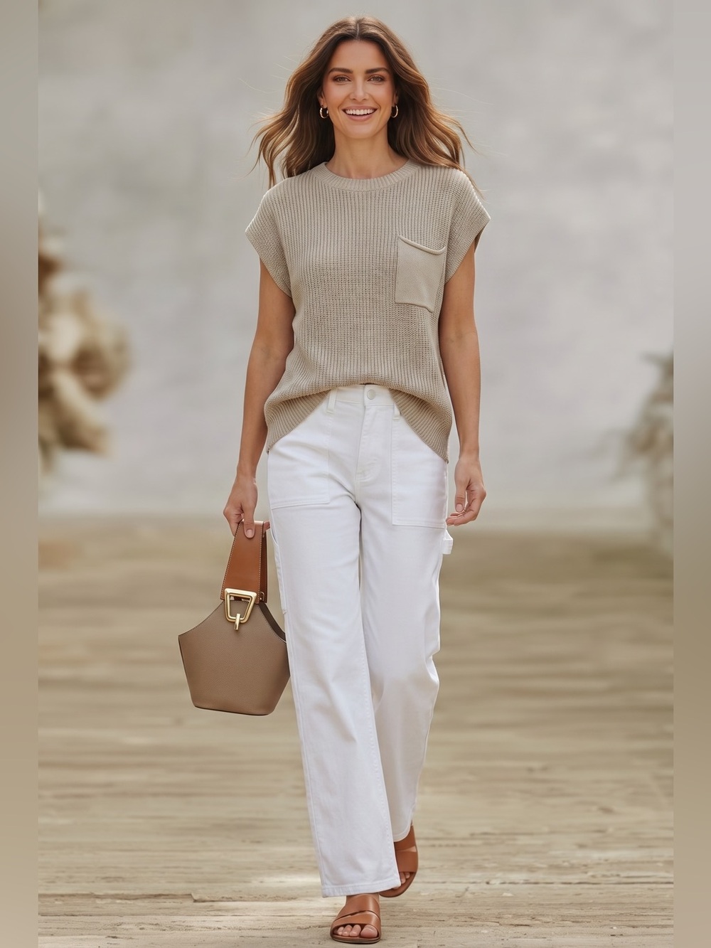 Liverpool Los Angeles Hannah Flare Cream Wide Leg Pants Size 10/30 Lyocell Blend - Picture 1 of 13